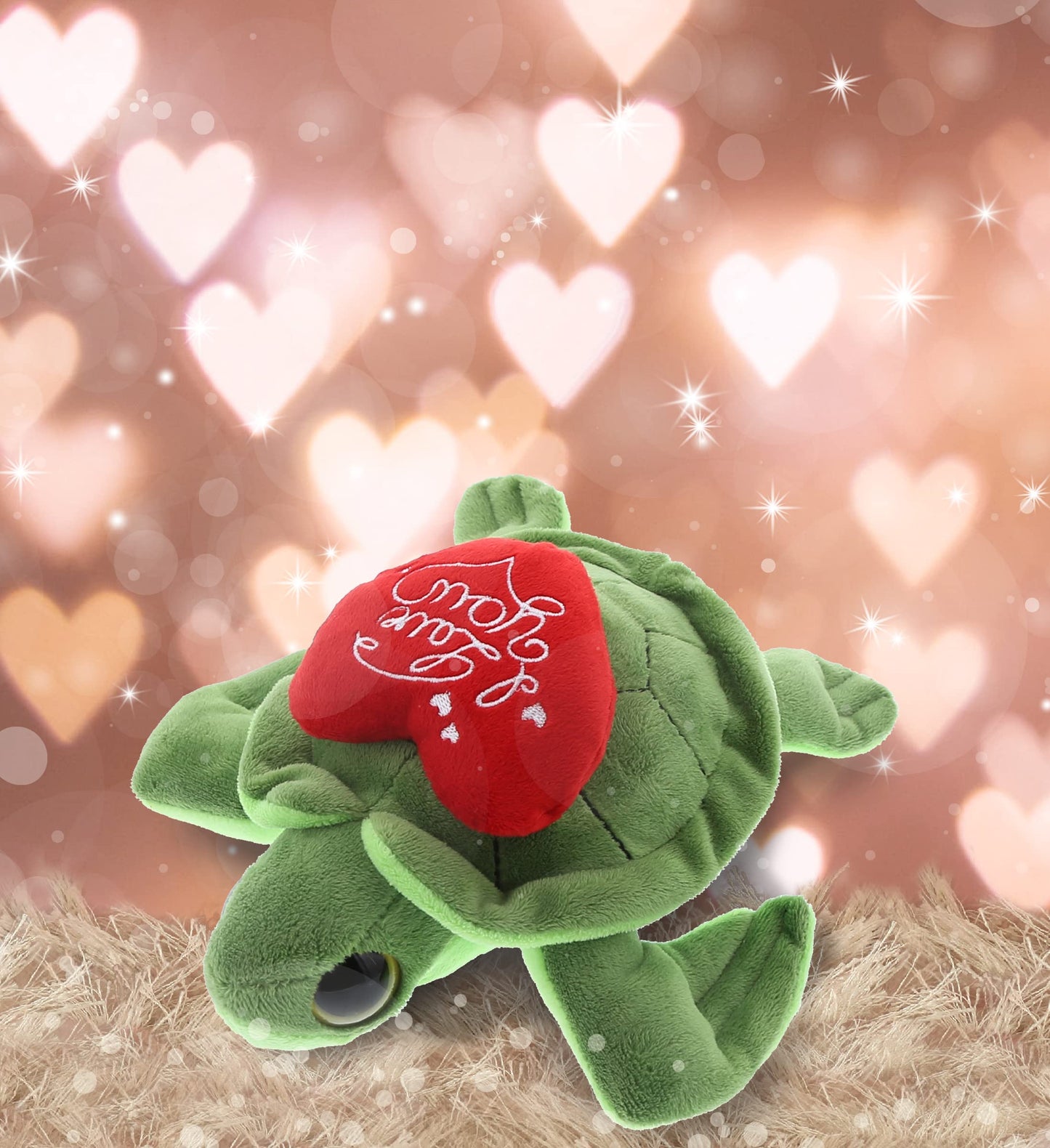 Dollibu I Love You Valentine Plush Big Eye Sea Turtle - Cute Turtle Stuffed Animal With Red Heart And Name Personalization Gift
