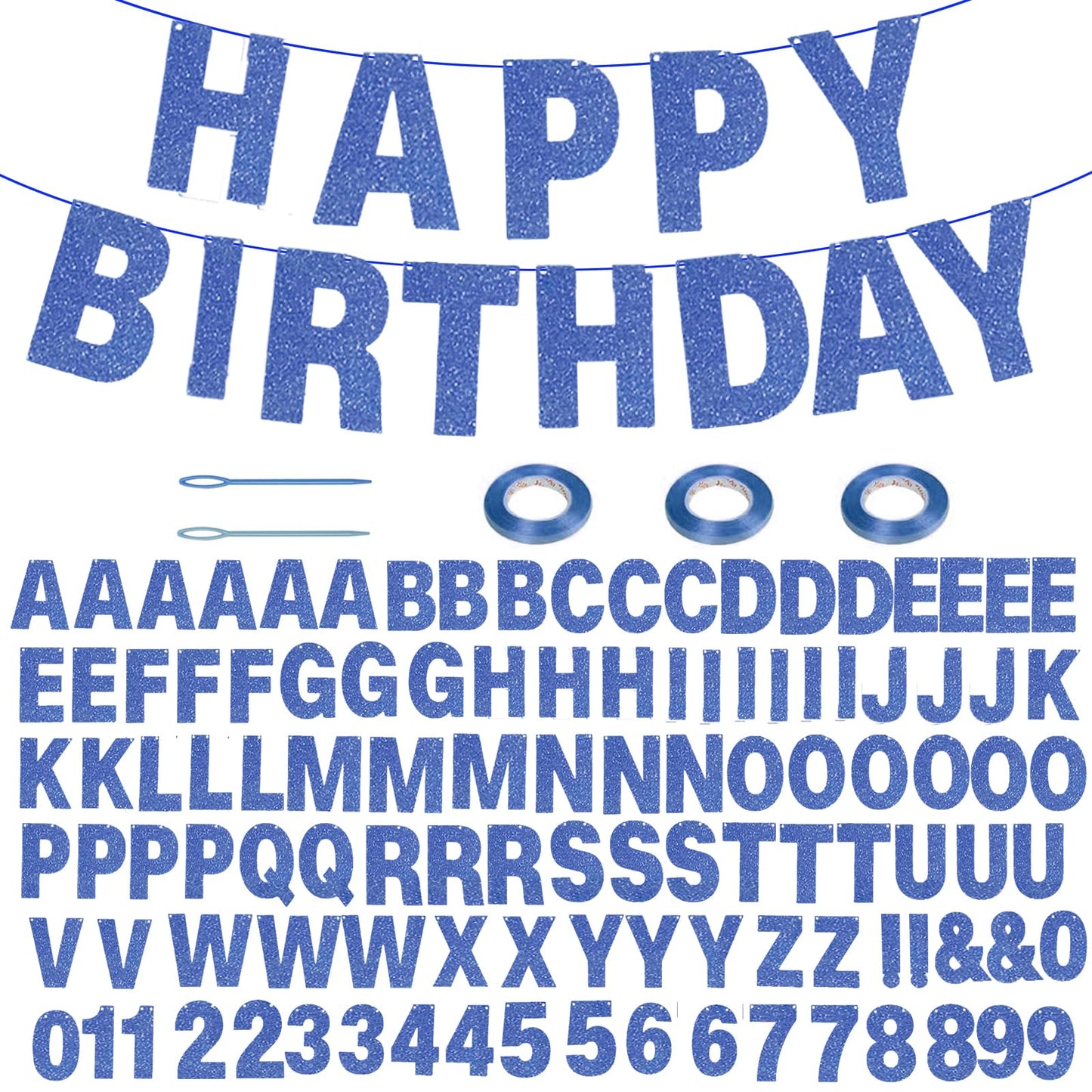 116 Pcs Diy Glitter Customizable Banner Kit Custom Banner Including 111 Letters And Numbers 3 Rope And 2 Threading Device For Pe