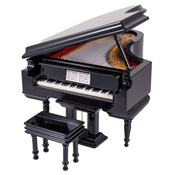 Broadway Gifts Black Baby Grand Piano Music Box With Bench And Black Case
