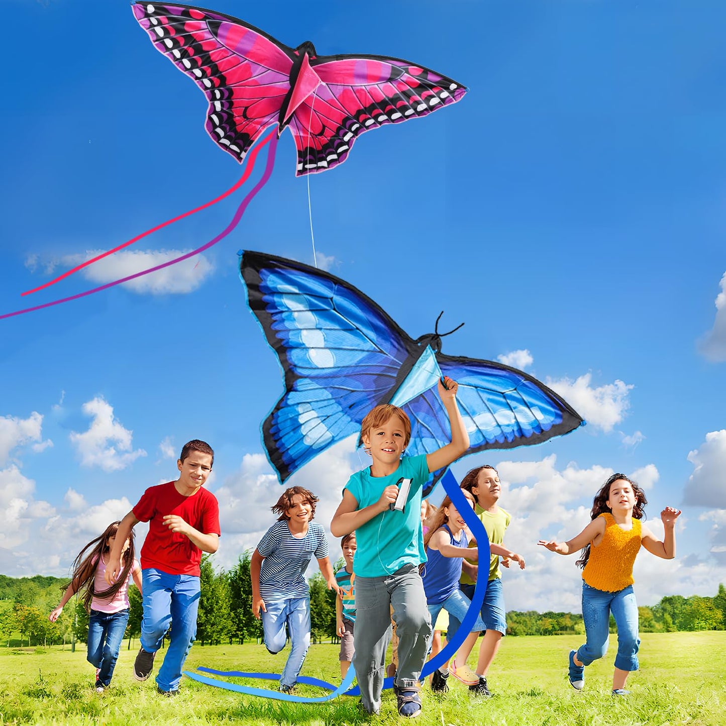 TOY Life 2 Pack Kites for Kids Ages 4-8 8-12, Large Butterfly Kites for Adults and Toddlers Age 3-5, Outdoor Toy Games Beach Kit