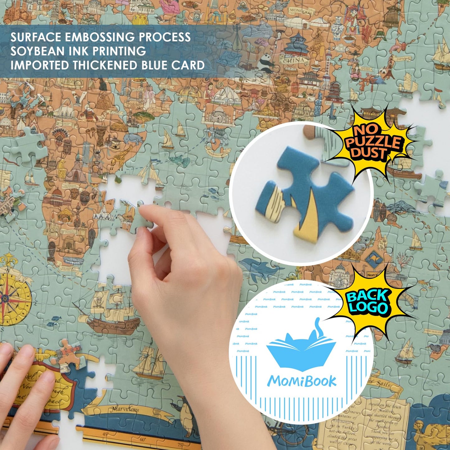 Puzzles For Adults 1000 Pieces, Momibook Jigsaw Puzzles Of World Map, Painting Image 75X50Cm(29.5''X19.7'') Toys & Game Puzzle,