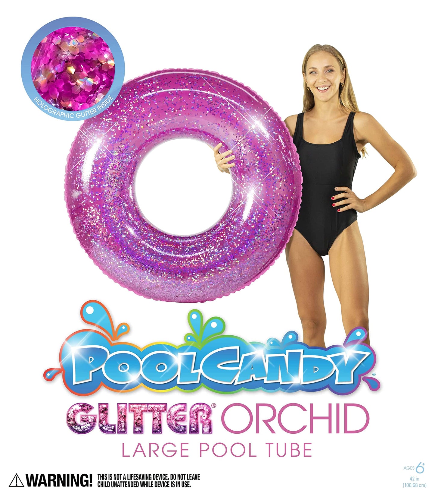 Poolcandy Jumbo Pool Tube Filled With Glitter In Multiple Styles (Orchid Hot Purple Pink 42 Pool Tube)