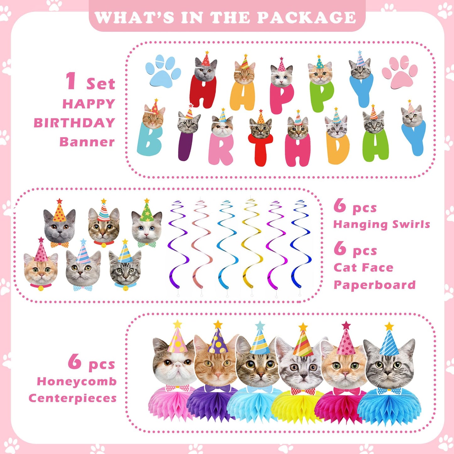 Goyoswa Cat Birthday Party Supplies Cat Birthday Party Decorations, Cat Themed Birthday Party Supplies Includes 1 Birthday Banne