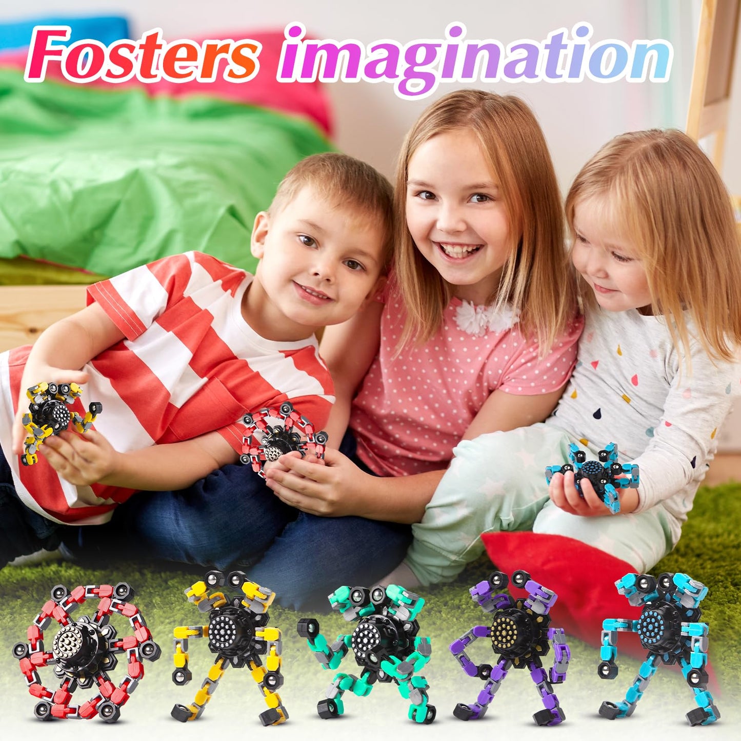 Gokeey Easter Basket Stuffers Transformable Fidget Spinners For Kids And Adults Stress Relief Sensory Toys For Boys And Girls Fingertip Gyros Toy Birthday Party Favors For Kids Classroom Gifts