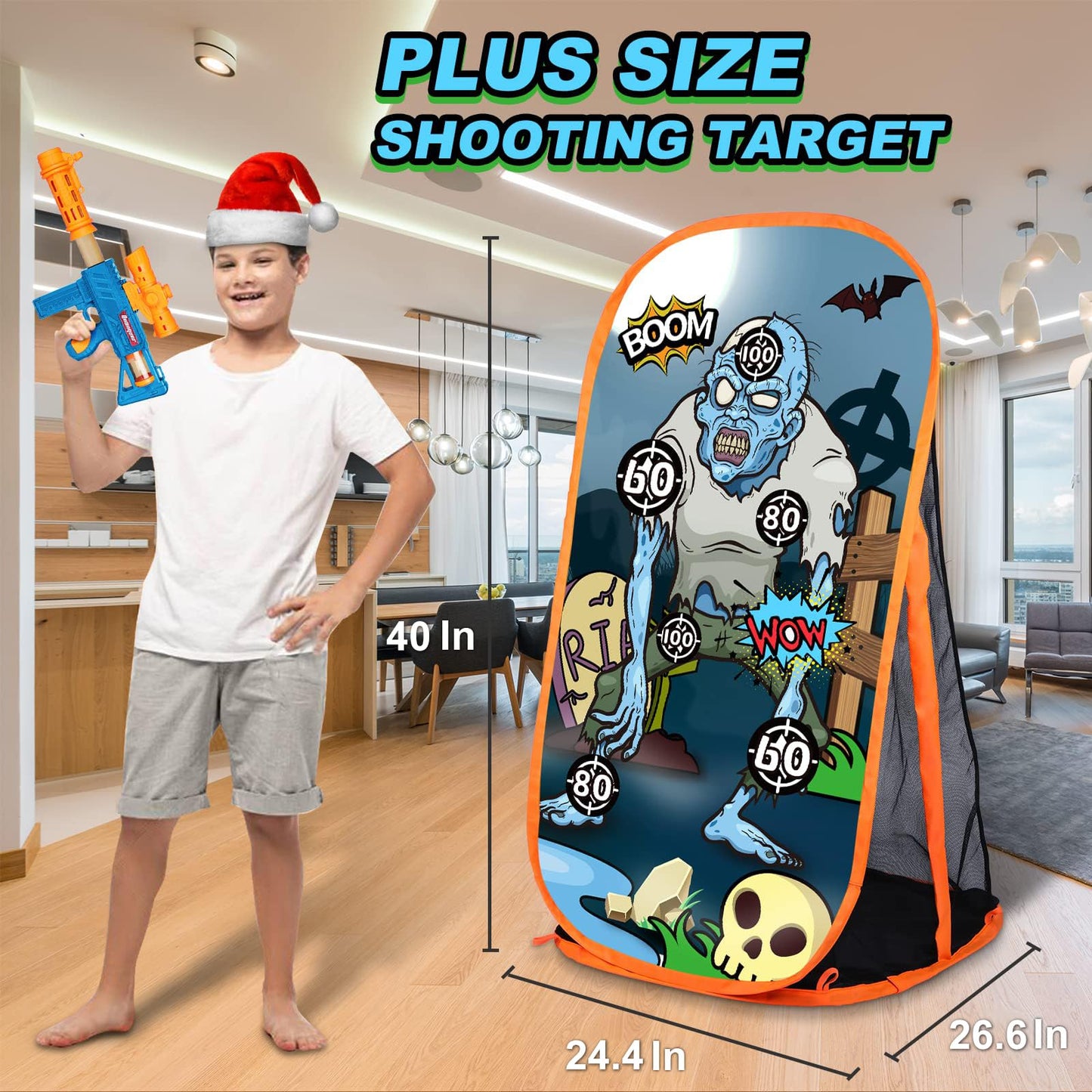 Quanquer Toy Foam Blaster Shooting Practice Target For Nerf Toy Blasters - Zombie Shooting Target Toy Game With Net - Ideal Shooting Games Toy Gift For Boys Girls Indoor Outdoor Activity