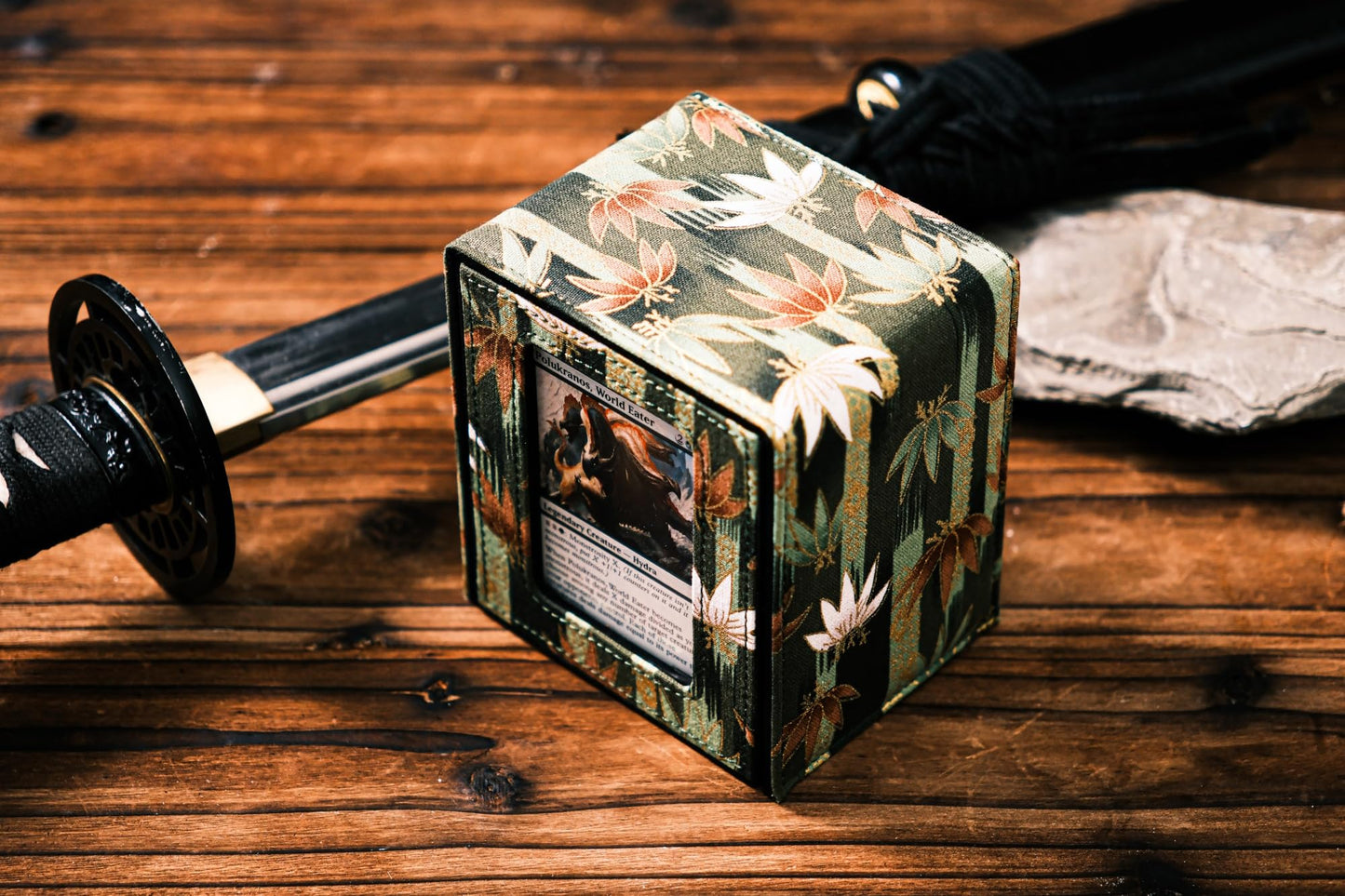 KakapopoTCG The Shogun Deckimono: a Kimono Deck Box for MTG Magic FaB EDH Commander YGO DND Spell Cards FaB PTCG TCG (Koi of Daw