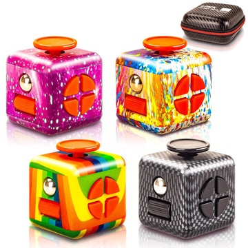 4-Pack Colorful Fidget Toy Cubes, Versatile Stress And Anxiety Relief Toys With Audible/Silent Features - Ideal For Focus, Time