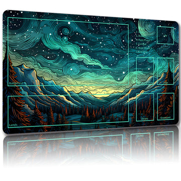 Malqiqi Playmat For Mtg, With Free Storage Bags,Game Mat 24 X 14 Inches, Tcg And Board Game Mat For Cards,Mousepad Desk Mats (With Zones,Magic Mat 1)