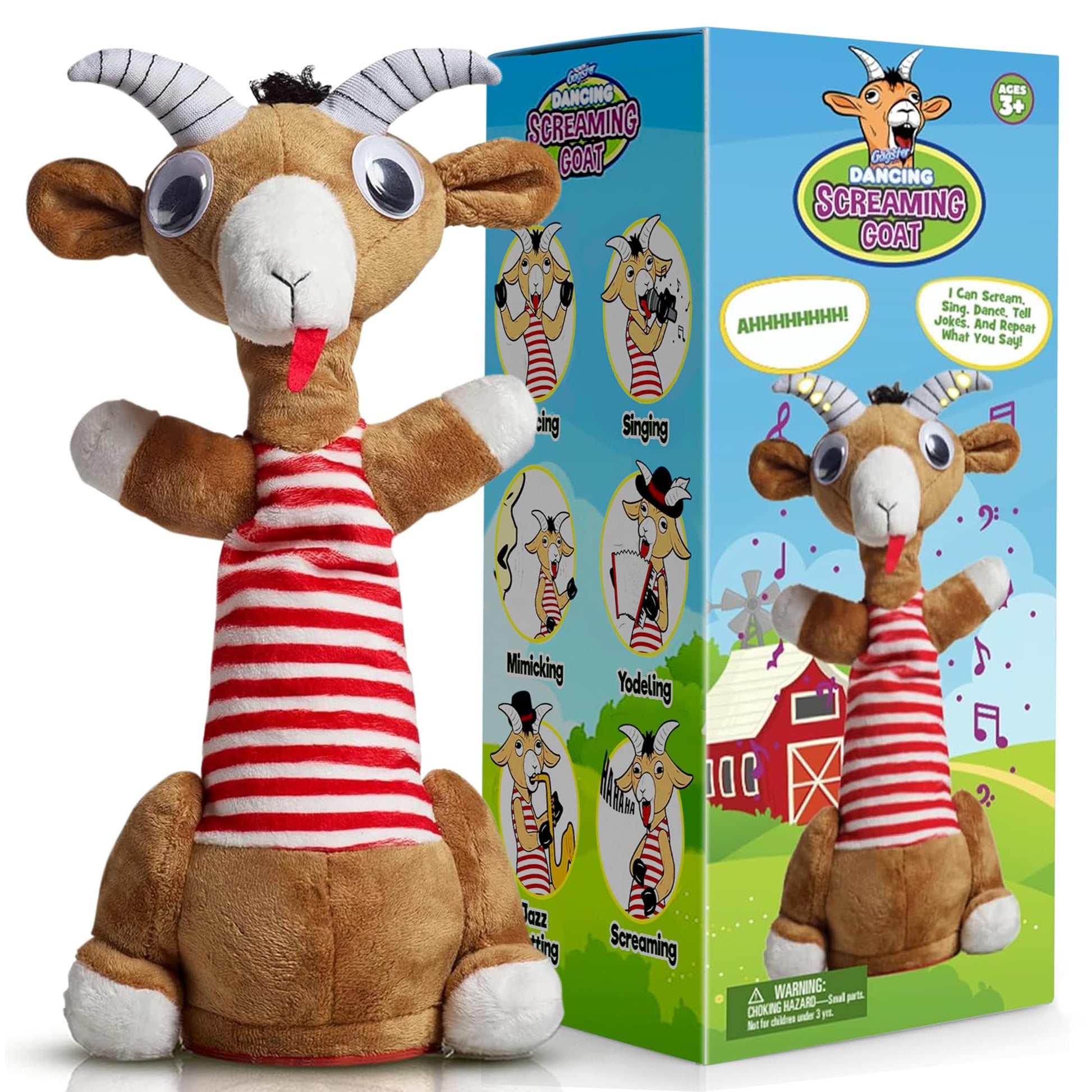 Gagster Screaming Goat Dancing Toy - Mimicking Toy For Kids - Toy That Repeats What You Say, Singing & Talking, Electronic Yodeling For Anyone Who Loves Talking Toy & Funny Gag Gifts