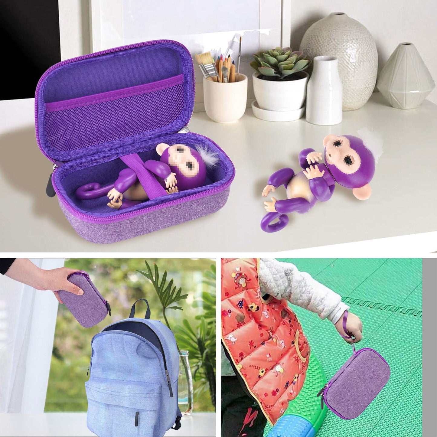Mgznmty Carrying Case Compatible With Fingerlings Monkey Toy - 2023 New Interactive Toys For Kids (Purple) (Only Case)