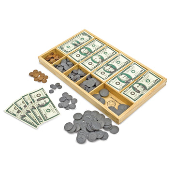 Melissa & Doug Play Money Set - Educational Toy With Paper Bills and Plastic Coins (50 of Each Denomination) and Wooden Cash Dra
