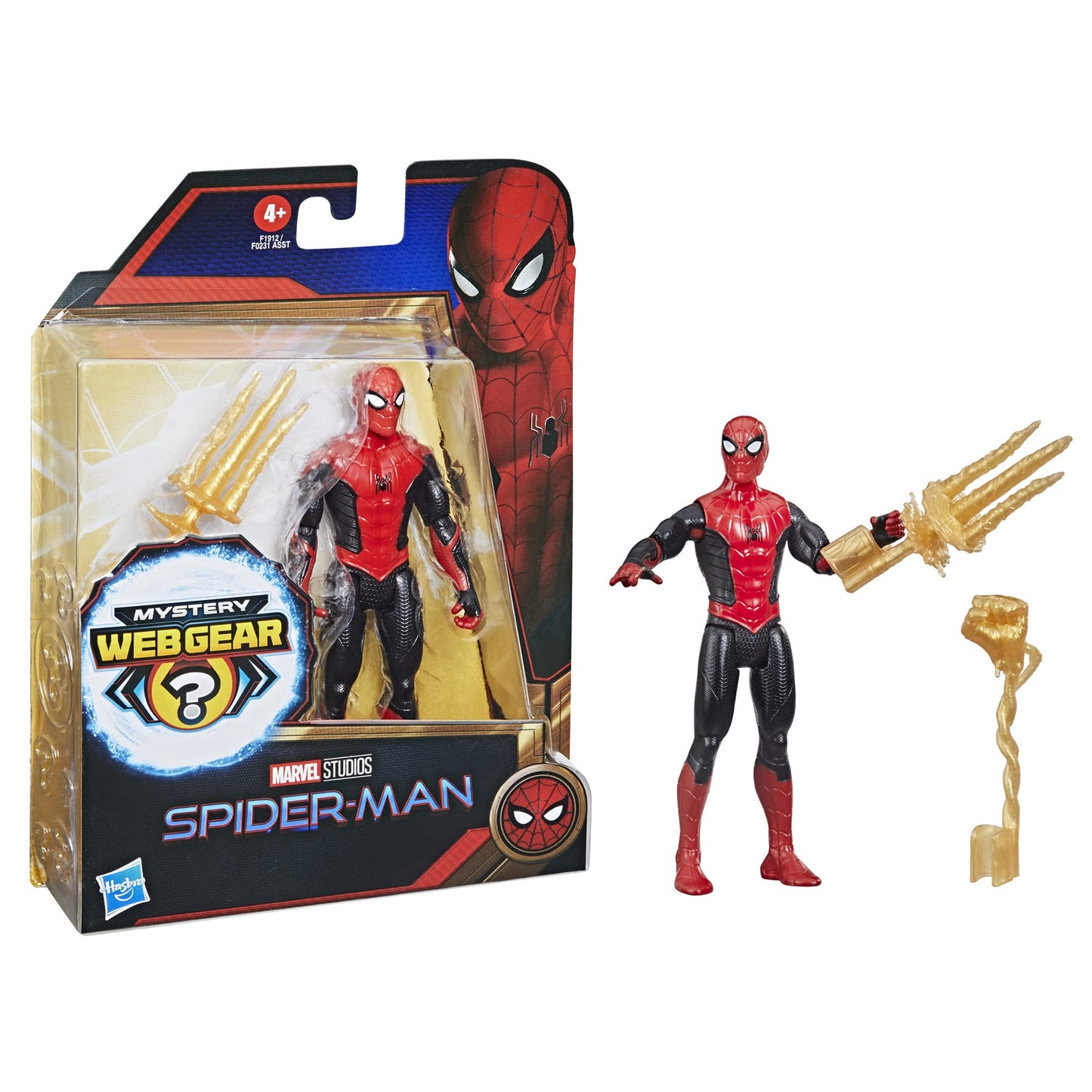 Spider-Man Marvel 6-Inch Upgraded Black & Red Suit Action Figure with Mystery Web Gear protective covering  Ages 4+
