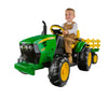 Peg Perego John Deere Ground Force Tractor - 12V Ride-On, Single Seat, Green/Yellow, Model IGOR0039, Durable Plastic Construction