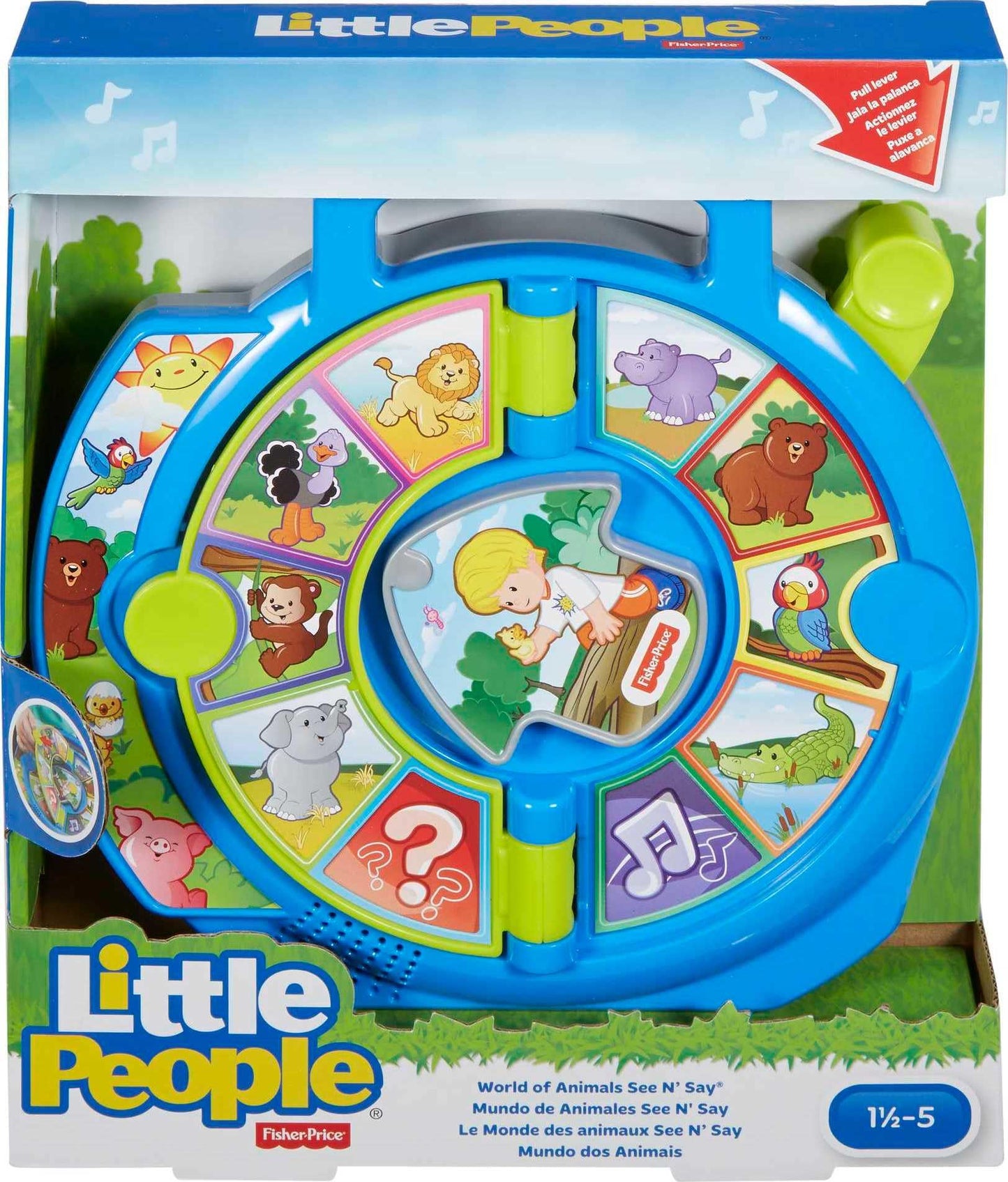 Fisher-Price Little People Toddler Learning Toy World of Animals See N Say with Music and Sounds for Ages 18+ Months