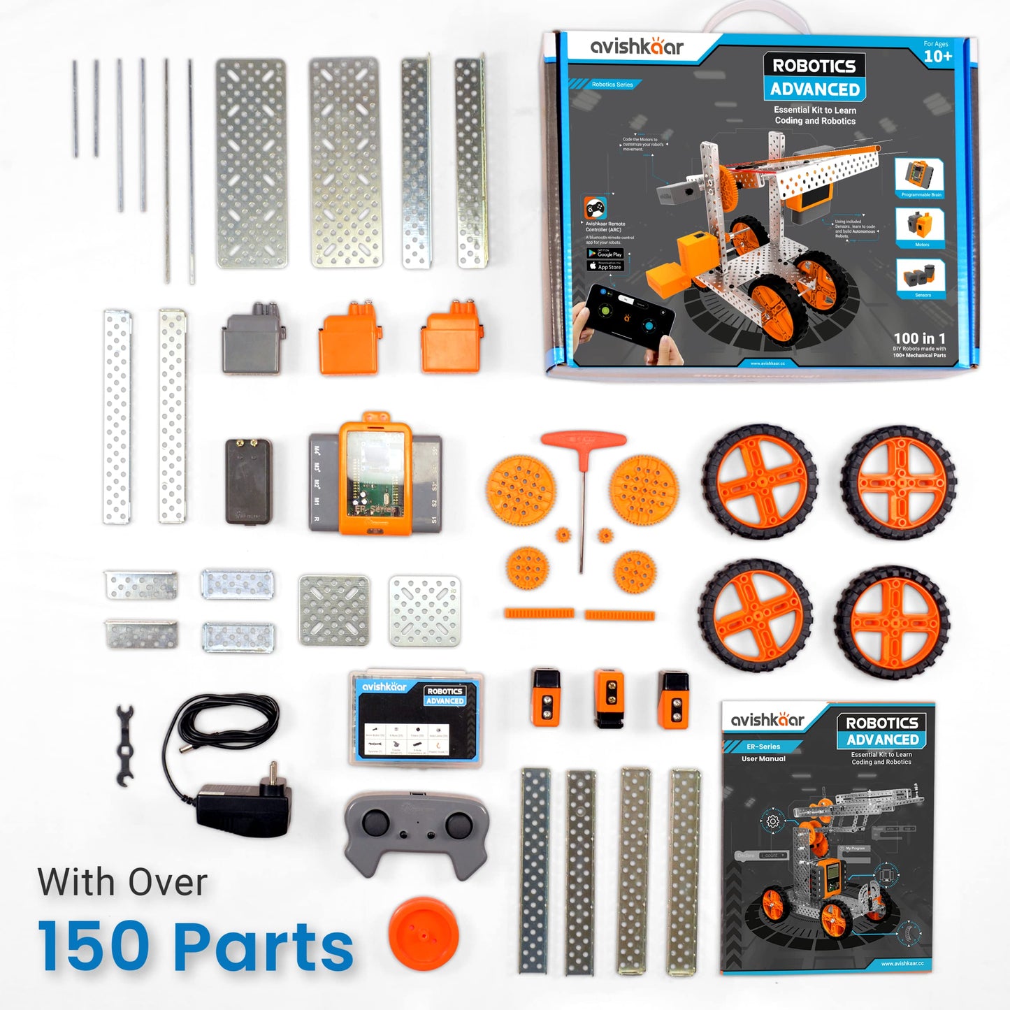 Avishkaar Robotics Advanced Kit|150-In-1 Diy Stem Metal Kit|Multicolor|150+ Parts|Learn Robotics|Coding & Mechanical Design|For