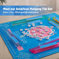 Kyerlish American Mahjong Tile Set with Blue Printed Carrying Bag  166 enhanced Tiles  4 All-in-One Color Racks/Pushers  Mah Jongg Sets  Mahjong Game Set for Travel  Christmas  Birthday Gifts