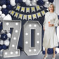 Imprsv Marquee Numbers Silver 70Th-Birthday Decorations: Large 3Ft Light Up Number Grey 70 Birthday Decoration For Women Men Ann