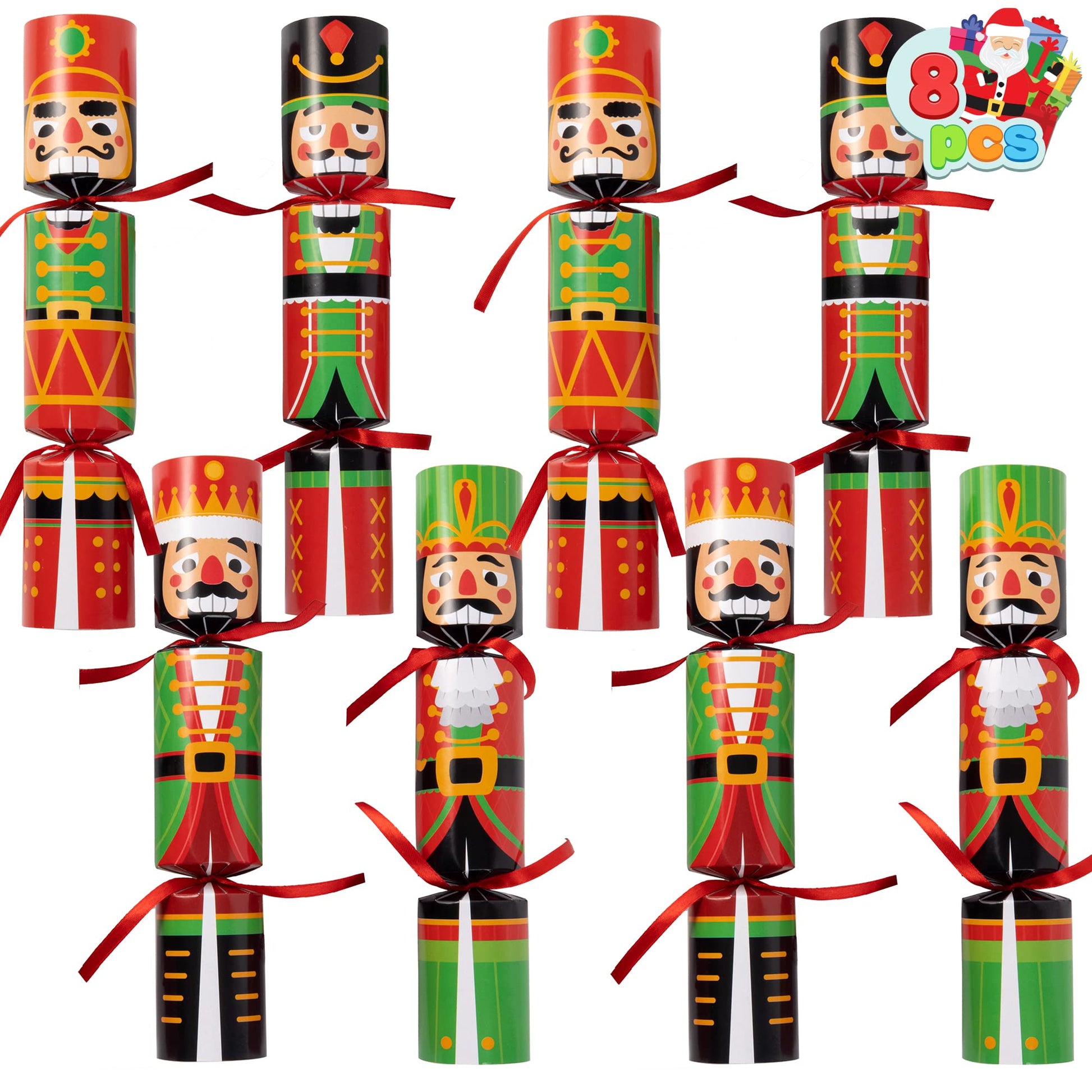 JOYIN 8 pcs Christmas Party Table Favor, No Snap Party Table Favor with Nutcracker Design for Christmas Holiday Traditions, Xmas