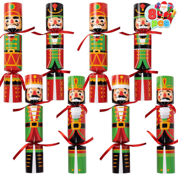 JOYIN 8 pcs Christmas Party Table Favor, No Snap Party Table Favor with Nutcracker Design for Christmas Holiday Traditions, Xmas