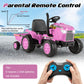Honey Joy Kids Ride On Tractor, 12V Battery Powered Electric Tractors With Trailer, Led Lights, Music, 3-Gear-Shift Ground Loade