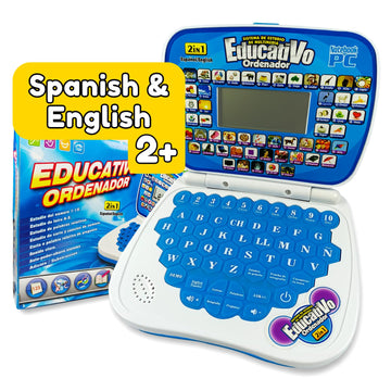 Zeenkind Spanish & English Small Talking Laptop Toy For Kids 2 3 4 Years Old, Learn Spanish Alphabet Numbers Words Spelling Math, Interactive Bilingual Learning Laptop Toys For Toddlers