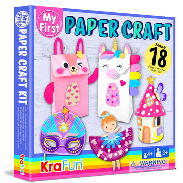 Krafun My First Unicorn Bunny Paper Craft Kit For Toddlers And Girls Age 3-8 Years Old, Include 18 Cute Diy Arts And Crafts Projects, Organized Art Activities Supplies Box Preschool Creative Toys