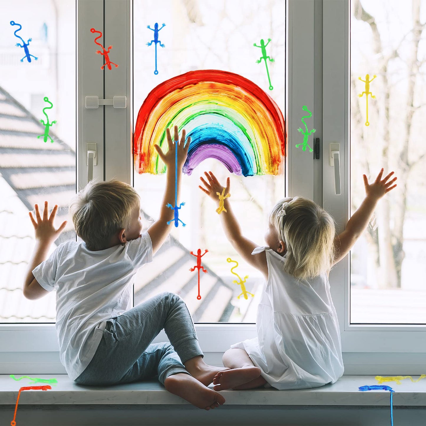 60 Pcs Stretchy Lizards Toys - Rubbery Sticky Lizards for Kids - Party Favor  Goodie Bag Stuffer  Pinata Filler  Student Reward  Birthday Gift  Classroom Prize  Christmas