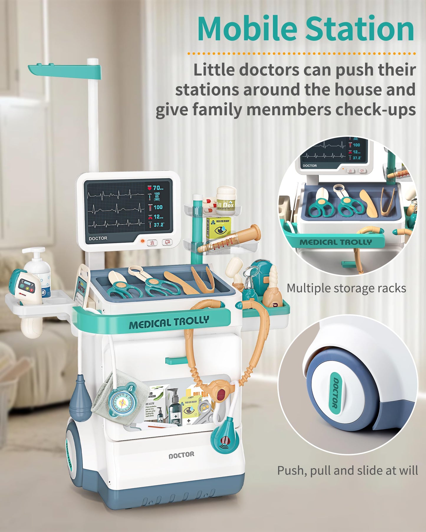 Jovow Doctor Kit for Toddlers 3-5, Medical Kit with Sound and Light Functions, Doctor Playset for Kids Birthday Gift
