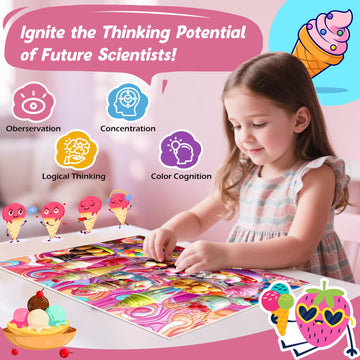 Puzzles for Kids Ages 4-8 100 Piece Puzzles for Kids Ice Cream Puzzle for Kid Ages 4-6 6-8 8-10 Large Piece Jigsaw Puzzle for Children Senior mature-themed Educational Puzzle Toys Preschool Birthday Gifts