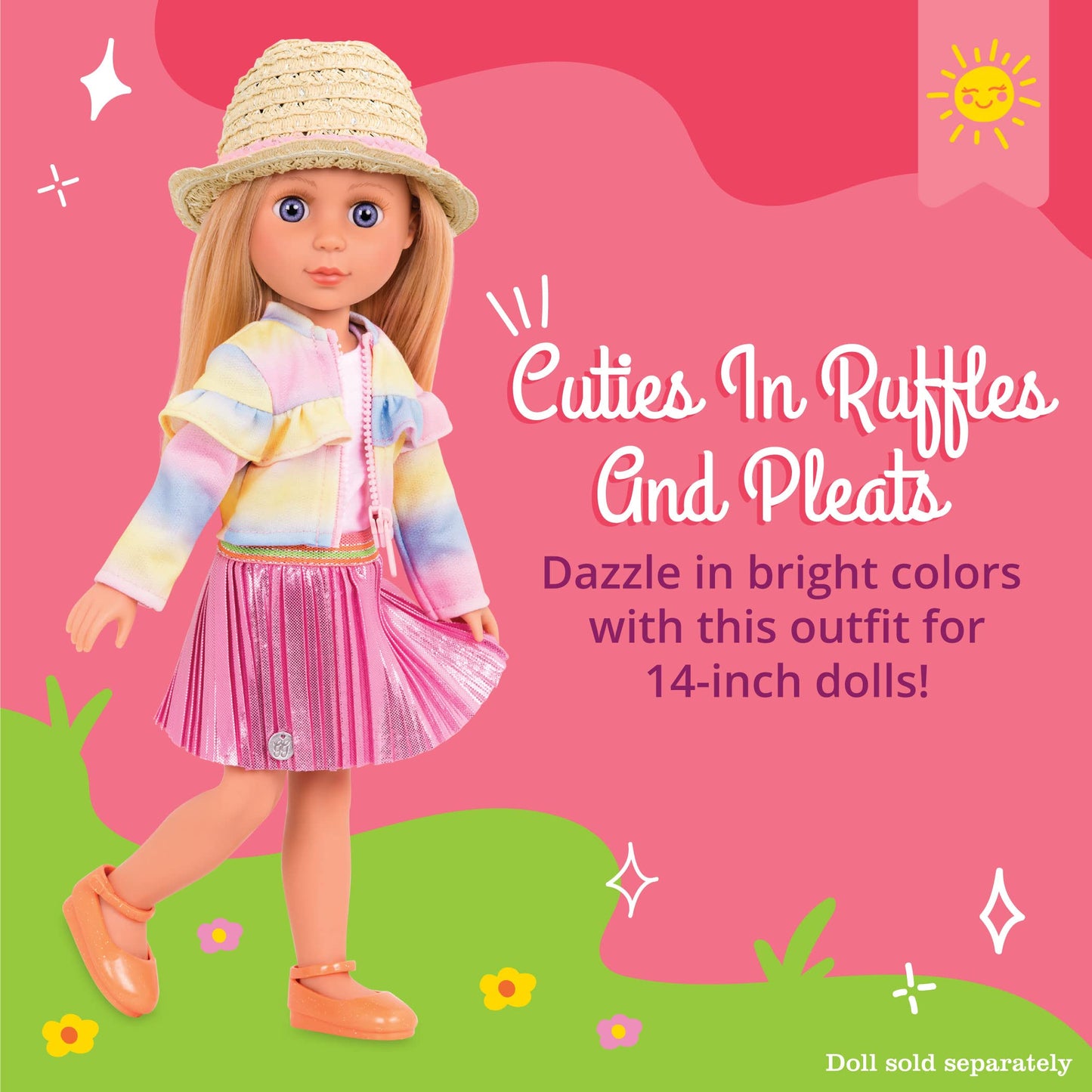 Glitter Girls – Cuties In Ruffles & Pleats Outfit – 14-Inch Doll Clothes – Rainbow Jacket, Skirt, Hat, & Glitter Shoes – Kids Ages 3 And Up – Children’S Toys