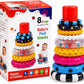 Rad Cartel Baby Stacking Rings Toy, 8Piece Colorful Textured Ring Stacker For Babies 6+ Months, Early Learning Montessori Senso