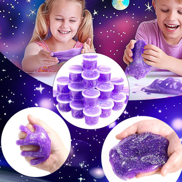 24 Pack Galaxy Star Slime,Party Favor For Kids Girls & Boys,Non Sticky, Stress & Anxiety Relief, Super Soft Sludge Toy
