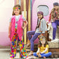 Xonyicos 8 Pcs Girls Kids 60S 70S Hippie Costume Disco Outfits Fringe Vest Boho Bell Bottoms Hippie Outfits Accessories Set (Pea