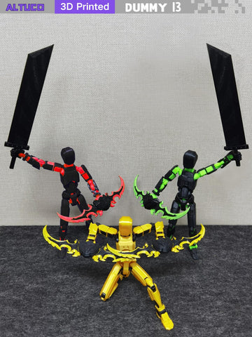 Altuco Assembled T13 Action Figure With Multiple Accessories, Gold 3D Printed Multi-Jointed Titan 13 Figure,Dummy 13 Desktop Dec