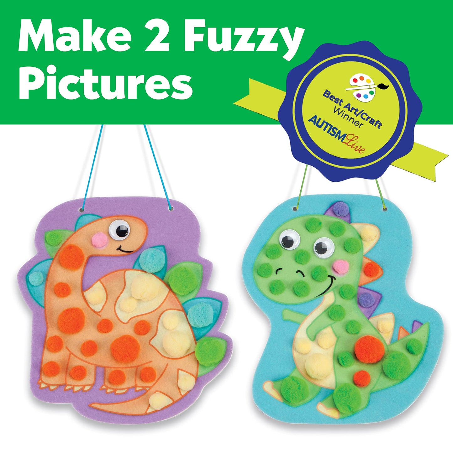 Creativity for Kids Pom Pom Pictures - Dinosaur Sensory Play, Small Assorted Foam Learning Toy for Ages 3+ (Model 6360000)