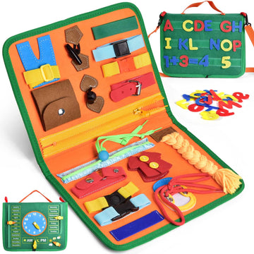 Busy Board Montessori Toys For 1 2 3 4 Year Old Boy & Girl Birthday Gifts, Busy Book For Toddlers 1-3, Toddler Autism Sensory Bo