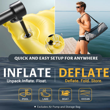 Inflatable Floating Mat/Raft/Dock/Platform, Float with Non-Slip Wave Pattern and Dual Headrest, Multi-Person Water Floating for