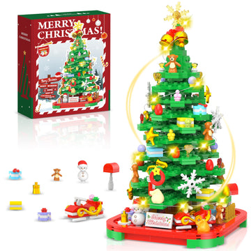 Alagoo Christmas Tree Building Blocks Kit With Lights, Compatible With Lego Christmas Tree Toy Bricks, Creative Home Decor Building Toys For 6+ Year Old Boys/Girls