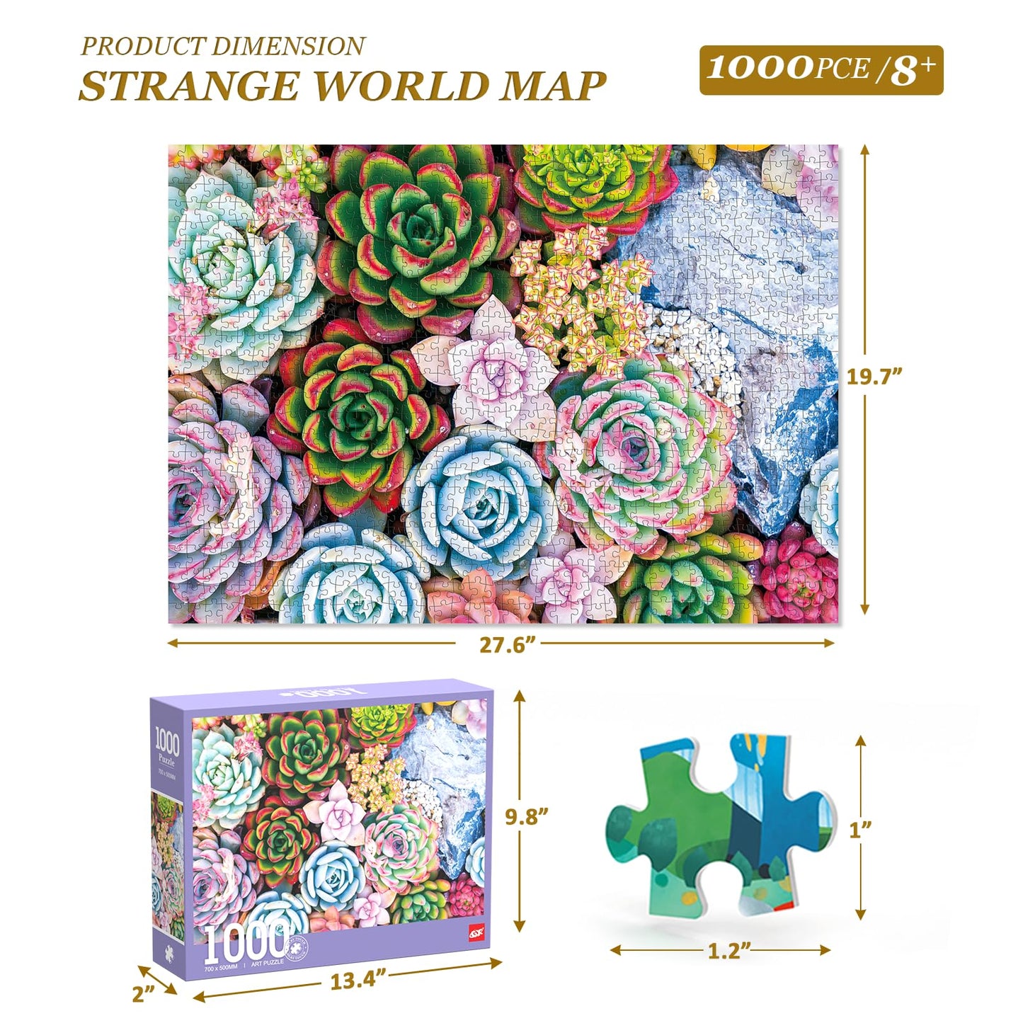 ELX 1000 Piece Jigsaw Puzzle for Adults,The Succulent Cactus Unique Difficult and Challenge Large Puzzle Game, Room Wall Decor (