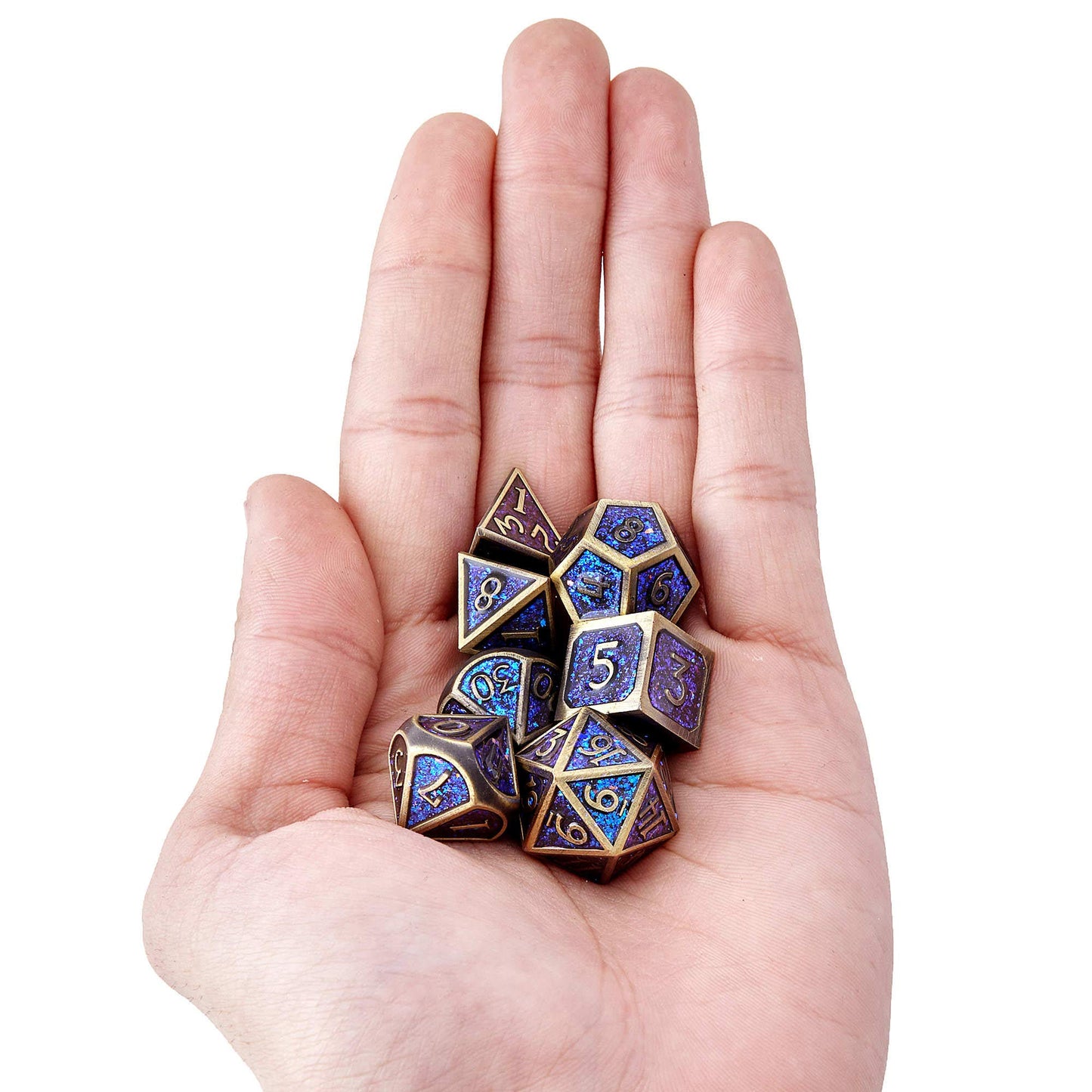 Metal Dice Set D&D Dragon and Dungeon Polyhedral Metal Dice, Punk Style Role-Play RPG Explorer MTG Pioneer Game DND Dice Set (7