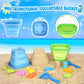 FHOZGECY Beach Toys, 31Pcs Sand Toys, Sandbox Toys with 2 Truck 2 Collapsible Sand Bucket, Shovel Set, Sand Castle Kit, Animal D
