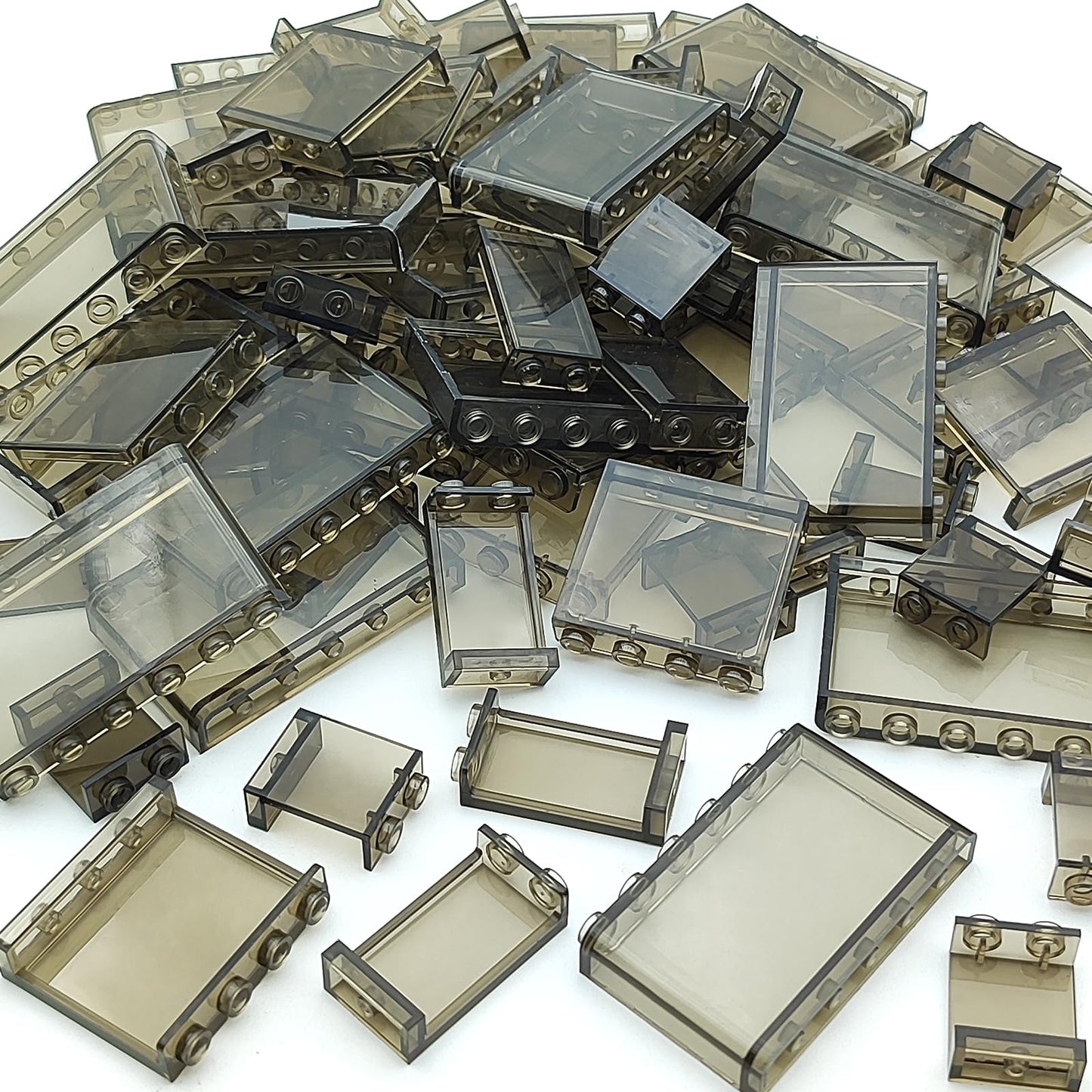 Zhx 72Pcs Clear Transparent Window House Building Brick Toy Classic Flat Plates Pieces And Parts Block Compatible With Major Brands (Black Mix)