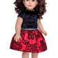 Holiday Spirit - 3 Piece 18 Inch Doll Outfit - Holiday Red Taffeta Party Dress With Red Shoes And Headband - (Doll Not Included)