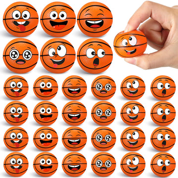Arrowbash 24 Pcs Mini Face Basketball Stress Balls For Boys Girls Basketball Stress Balls Face Squeeze Balls Foam Balls For Stre