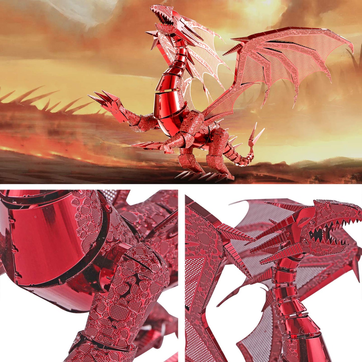 Piececool Metal Puzzles For Adults 3D Dragon Model Kits- Dragon Flame Models Building Kit, Brain Teaser Puzzle 3D Metal Craft Kits For Teens Men Women Family- 115 Pcs