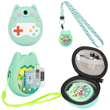 Meetikar Carrying Case And Silicone Cover Compatible With Tamagotchi Pix Virtual Pet Game Machine, (5-In-1) Silicone Cover For T