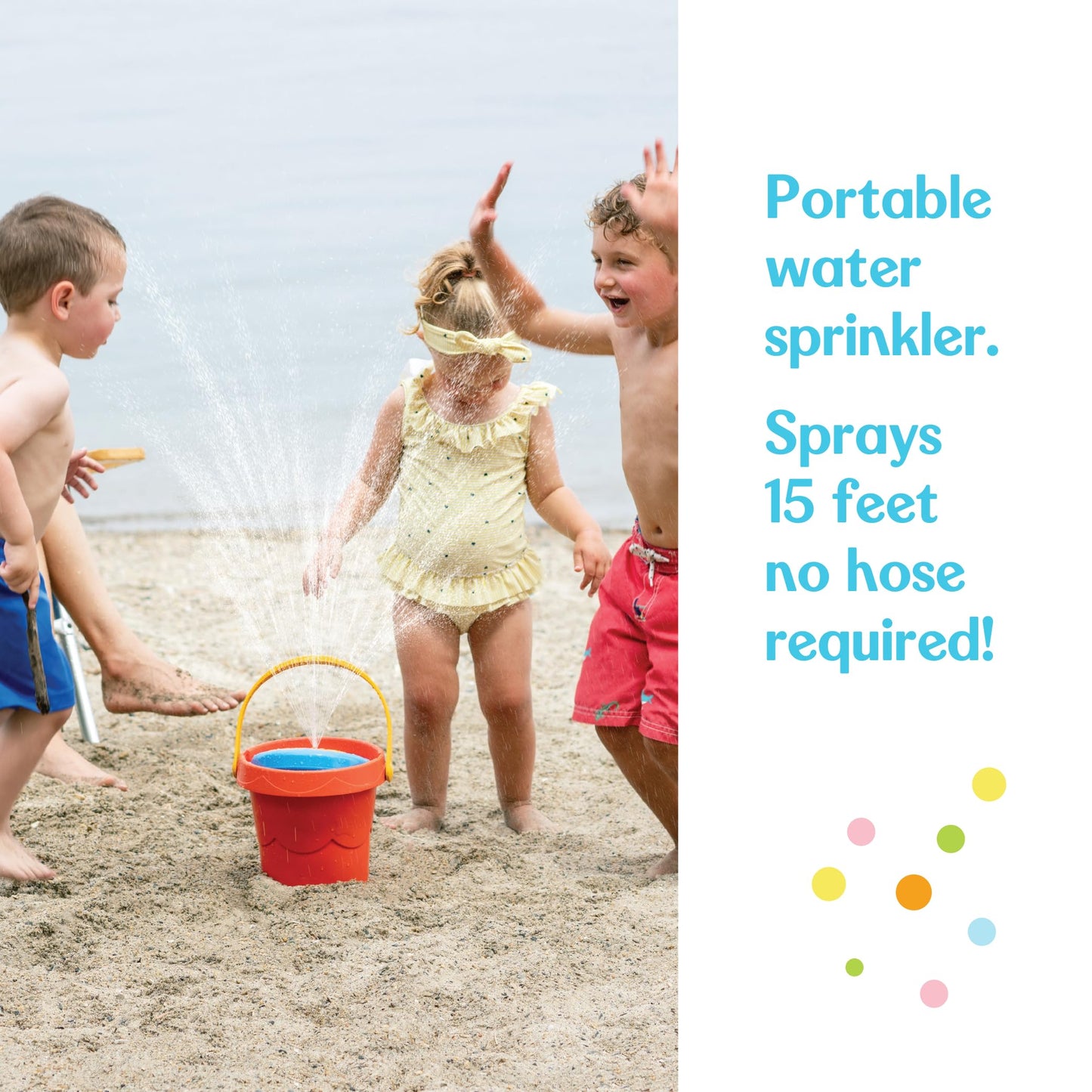 Fisher-Price Toddler 3-in-1 Beach Bucket, Portable Sprinkler and Sandcastle Mold | Water Toy and Sand Toys for Ages 18+ Months |