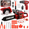 Vextronic Kids Tool Set 36 PCS with Toy Chainsaw Electronic Toy Drill with Sound and Light, Pretend Play Kids Tool Box Construct