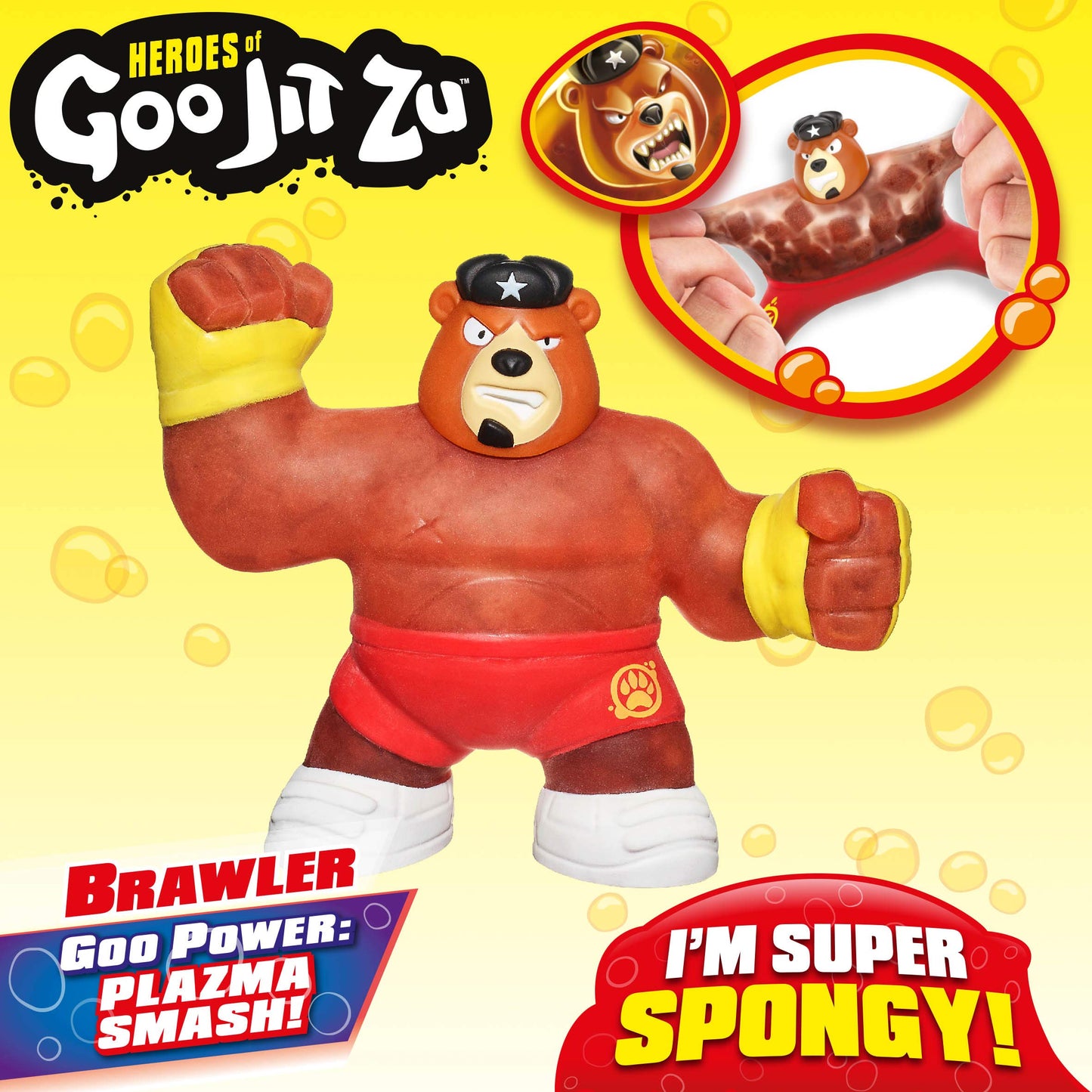 Goo Jit Zu Heroes of Goo Jit Zu - Multicolor Spongy Bear Action Figure, Model 41031, Medium Rubber Toy