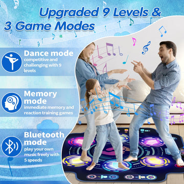 Dance Mat For Kids - Electronic Dance Pad With Light-Up 6-Button & Wireless Bluetooth, Music Dance Game Mat With Built-In Music